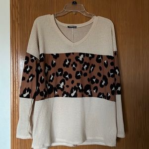 Waffle knit with leopard